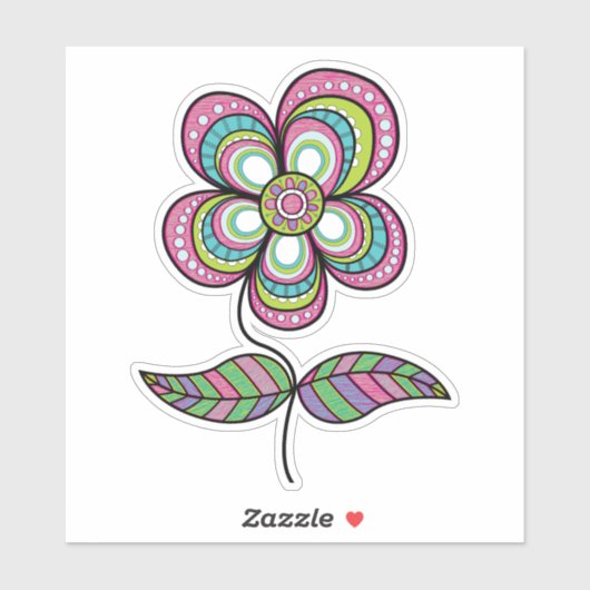 かわいいサイケデリックヴィンテージフラワーアート シール (シート)