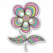 かわいいサイケデリックヴィンテージフラワーアート シール (正面)