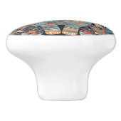 かわいいサイケデリック猫、花、タペストリー セラミックノブ (側面)