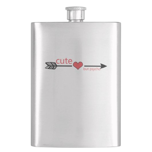 かわいいサイコブラックアロー赤いハート フラスク (正面)