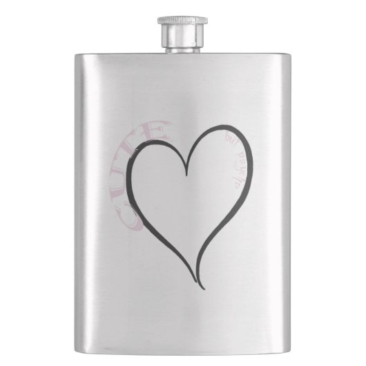 かわいいサイコブラックハートピンクフォント フラスク (正面)