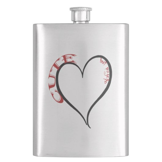 かわいいサイコブラックハートレッドフォント フラスク (正面)