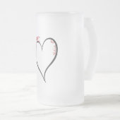 かわいいサイコブラックハートレッドフォント フロストグラスビールジョッキ (正面右)