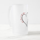 かわいいサイコブラックハートレッドフォント フロストグラスビールジョッキ (正面左)