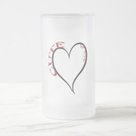 かわいいサイコブラックハートレッドフォント フロストグラスビールジョッキ