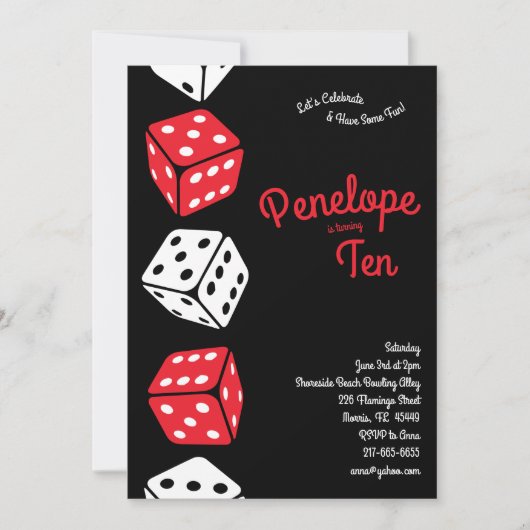 かわいいサイコロゲーム子供の誕生日パーティー 招待状 (正面)