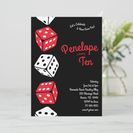 かわいいサイコロゲーム子供の誕生日パーティー 招待状 (スタンド正面)