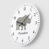 かわいいサイ 個性的 男の子 名前入り オーダーメイド ラージ壁時計 (傾斜)