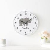 かわいいサイ 個性的 男の子 名前入り オーダーメイド ラージ壁時計 (ホーム)