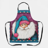 かわいいサカスタマイズタ名ストライプパープルブルー エプロン (正面)