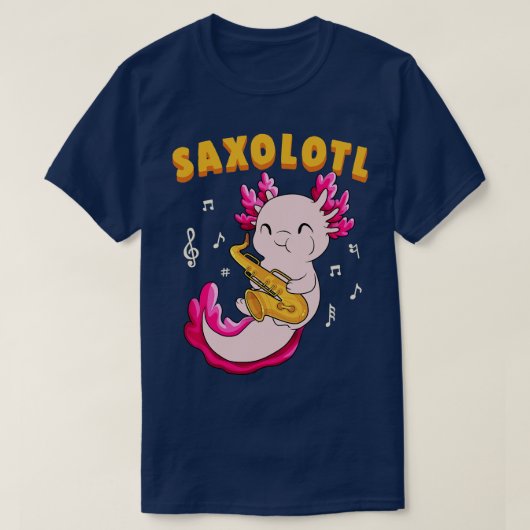 かわいいサキソロトルかわいいサキソフォンアキソロトルギフトジャズP Tシャツ (デザイン正面)