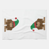 かわいいサスカッチのクリスマスエルフ キッチンタオル (横)