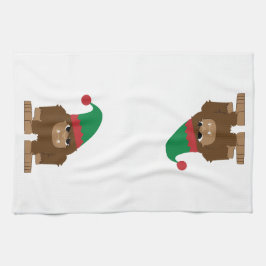 かわいいサスカッチのクリスマスエルフ キッチンタオル