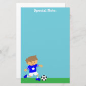 かわいいサッカーのスターの男の子、フットボールのテーマ 便箋 (正面/裏面)