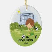 かわいいサッカーの選手のスポーツのクリスマスのオーナメント セラミックオーナメント (右)