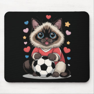 かわいいサッカークラブ ビルマ猫を愛する女の子 Winni マウスパッド