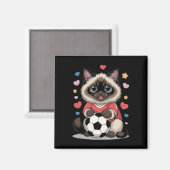 かわいいサッカークラブ ビルマ猫を愛する女の子 Winni マグネット (正面/裏面)