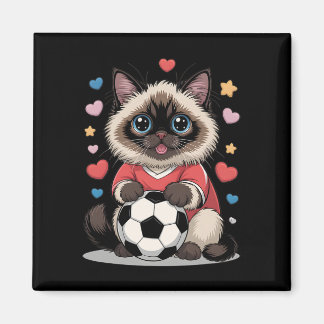 かわいいサッカークラブ ビルマ猫を愛する女の子 Winni マグネット