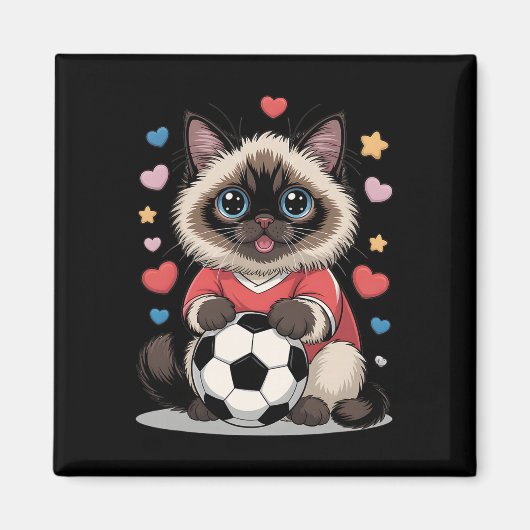 かわいいサッカークラブ ビルマ猫を愛する女の子 Winni マグネット (正面)