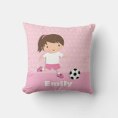 かわいいサッカーサッカーガールピンク装飾用クッション クッション (正面)