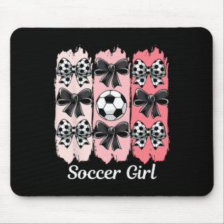 かわいいサッカースタイルの女の子・キュートなリボン・サッカーガール・サッカーB マウスパッド