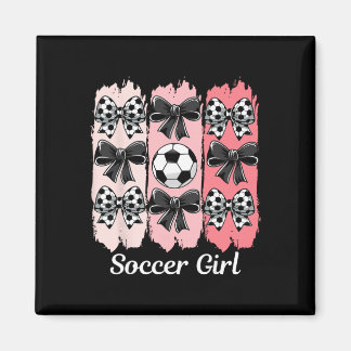 かわいいサッカースタイルの女の子+キュートなリボン+サッカー女子 マグネット