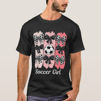 かわいいサッカースタイルの女の子 コケットボウ サッカーガール サッカー B Tシャツ