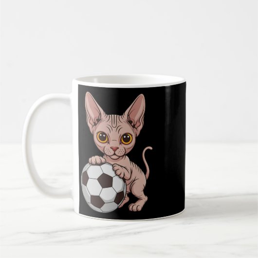 かわいいサッカースフィンクス ネコ好き女子 コーヒーマグカップ (左)