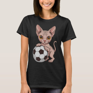 かわいいサッカースフィンクス ネコ好き女子 バル Tシャツ
