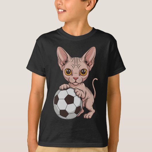 かわいいサッカースフィンクス ネコ好き女子 Tシャツ (正面)