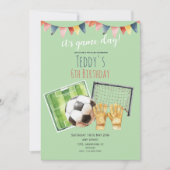かわいいサッカースポーツの子供の誕生日招待状 招待状 (正面)
