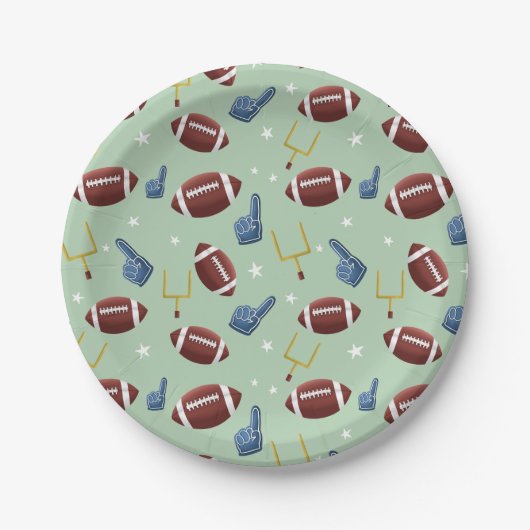 かわいいサッカースポーツパターン ペーパープレート (正面)