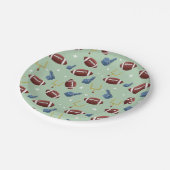 かわいいサッカースポーツパターン ペーパープレート (アングル)