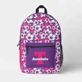 かわいいサッカースポーツ追加モノグラム プリントバックパック (正面)