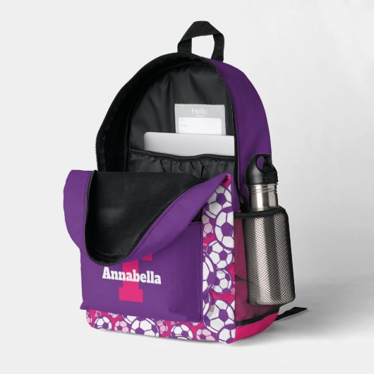 かわいいサッカースポーツ追加モノグラム プリントバックパック (裏面右端 (見開き))