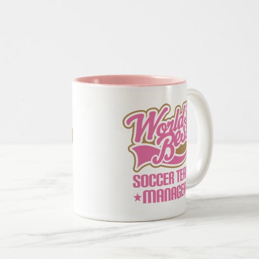 かわいいサッカーチームのマネージャーのギフト ツートーンマグカップ (正面右)
