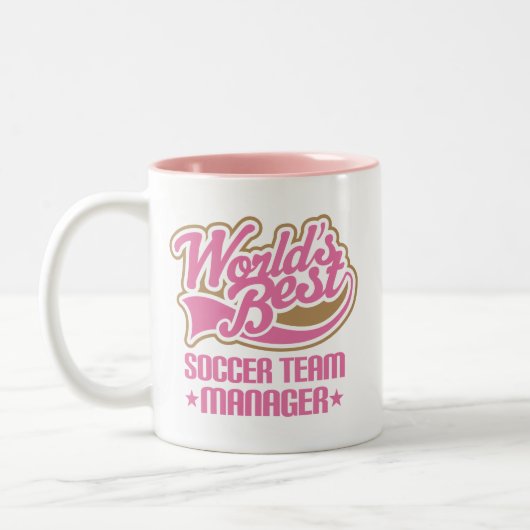 かわいいサッカーチームのマネージャーのギフト ツートーンマグカップ (左)