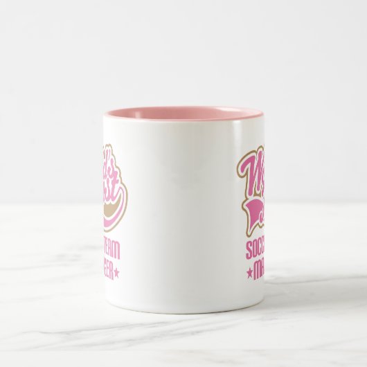 かわいいサッカーチームのマネージャーのギフト ツートーンマグカップ (中央)