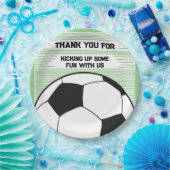 かわいいサッカーテーマサンキューバースデーパーティー ペーパープレート (パーティー)