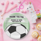 かわいいサッカーテーマサンキューバースデーパーティー ペーパープレート (パーティー)