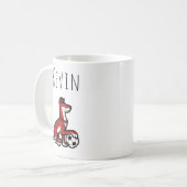 かわいいサッカードッグボーイススポーツチームパーソナライズされたおもしろい コーヒーマグカップ (正面左)