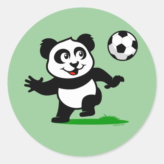 かわいいサッカーパンダ ラウンドシール (正面)