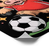 かわいいサッカーヘファー ただボールが好きな牛の女の子 ポスター (角)