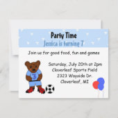 かわいいサッカーベア 招待状 (正面)