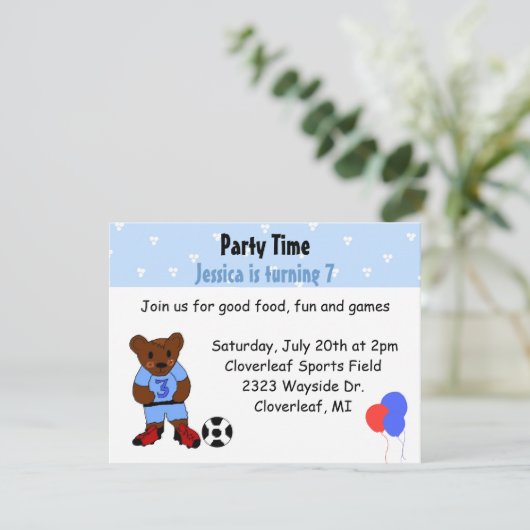 かわいいサッカーベア 招待状 (スタンド正面)
