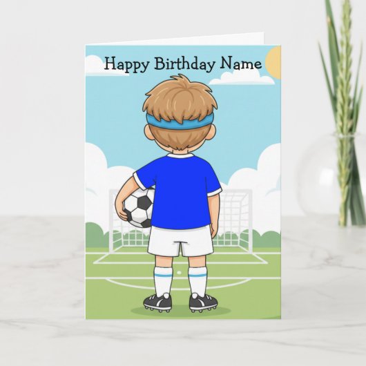 かわいいサッカーボーイの誕生日カード カード (正面)