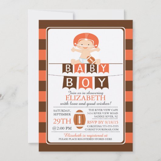 かわいいサッカーボーイズ赤ちゃんシャワー招待状 招待状 (正面)