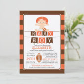 かわいいサッカーボーイズ赤ちゃんシャワー招待状 招待状 (スタンド正面)