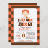 かわいいサッカーボーイズ赤ちゃんシャワー招待状 招待状 (正面/裏面)