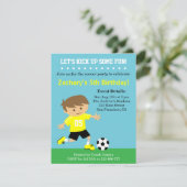 かわいいサッカーボーイ、サッカーをテーマにした誕生パーティー 招待状 (スタンド正面)